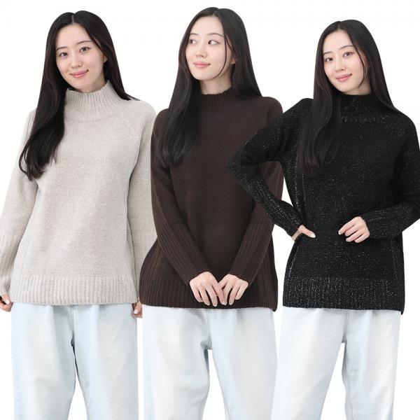 여성 터틀넥 반목티 반목폴라 목폴라 니트 티셔츠 여자 겨울 빅사이즈 니트티