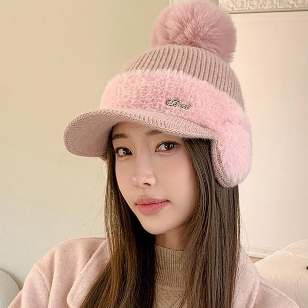 여자 겨울 방한모 귀도리 귀마개 털모자 등산 골프 챙모자