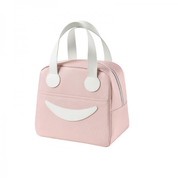 보온보냉 휴대용 귀여운 웃는 도시락 가방 핑크