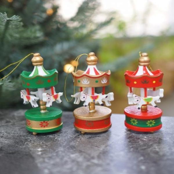 크리스마스 미니 회전목마 오너먼트 3P