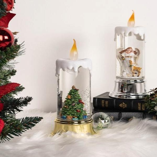 크리스마스 촛대 회전 워터볼 오르골 2type