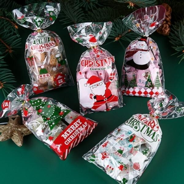 크리스마스 비접착 OPP봉투5장+빵근5개-5장랜덤혼합-A