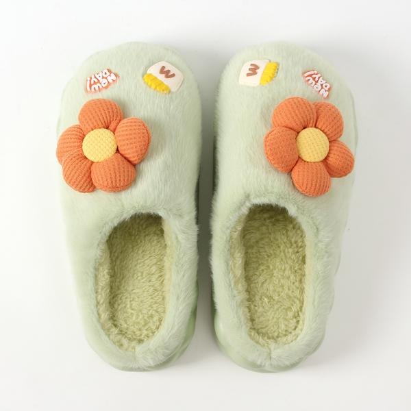 플라워 뽀송 겨울 보온 털슬리퍼(230-235mm)