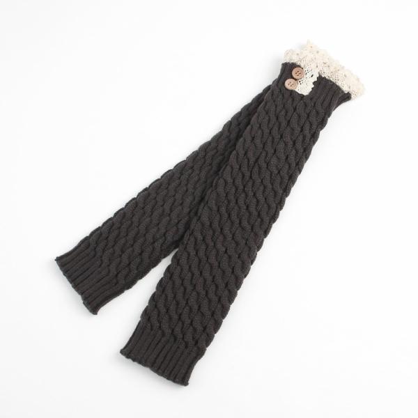 리나 레이스 겨울 레그워머 45cm (챠콜)