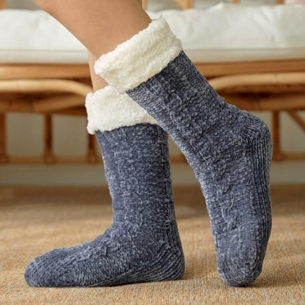 도톰한 겨울 후리스 롱 수면양말(블루)