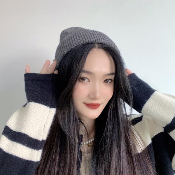 플레이즈 겨울 니트 비니(그레이)