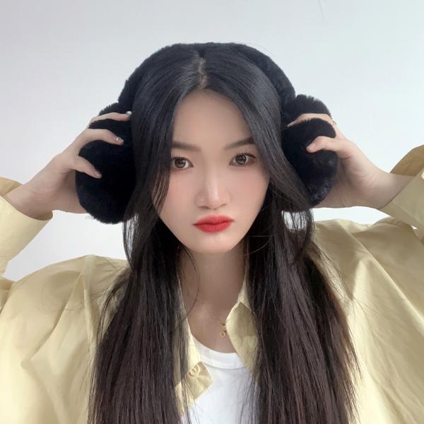 마카롱 겨울 방한 귀마개(블랙)
