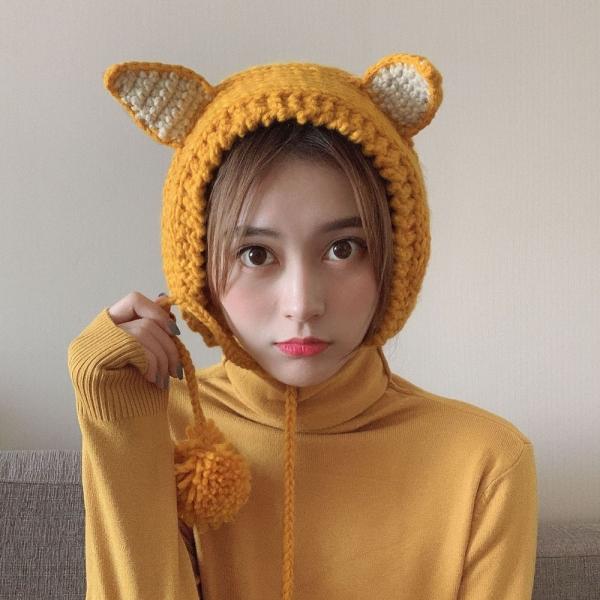 큐티 니트 겨울 귀도리(옐로우)