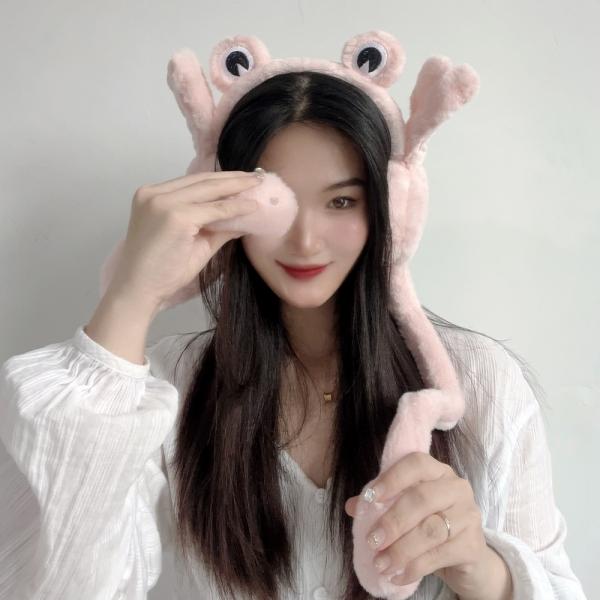 팔딱 개구리 움직이는 겨울 귀마개(핑크)