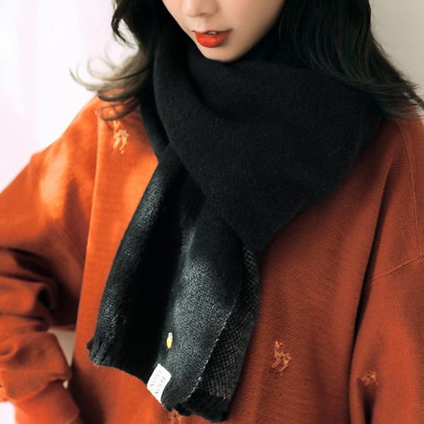 파인스 겨울 니트 목도리(블랙)