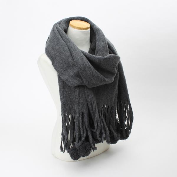 프랑 방울 여성용 겨울 니트 목도리(다크그레이)