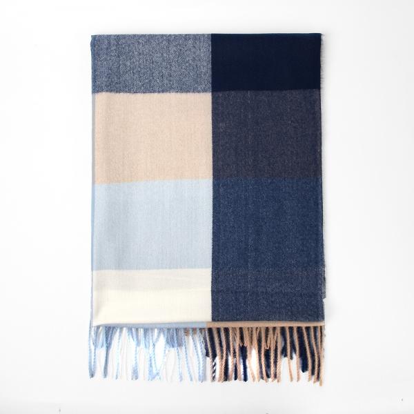 유니온 체크 여성용 겨울 목도리(마린블루)