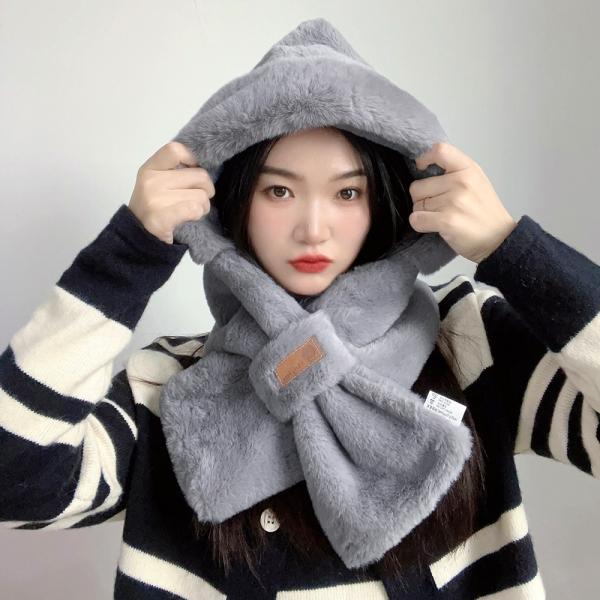 소프트퍼 겨울 후드 머플러(그레이)