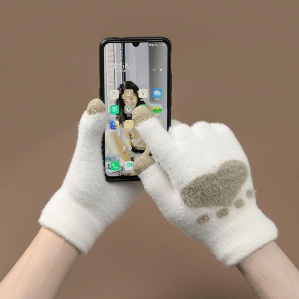 하트 겨울 기모 스마트폰 터치장갑(화이트)