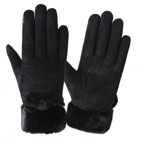 스웨이드 리본 겨울 터치장갑 방한 겨울장갑(블랙)