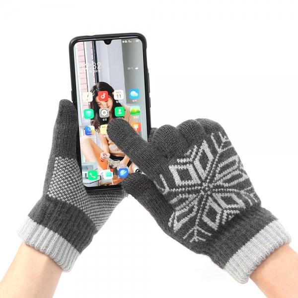 눈꽃 겨울 스마트폰 터치 니트장갑(그레이)