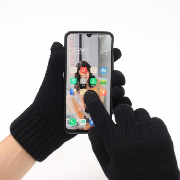 방한 겨울 스마트폰 터치 니트장갑(블랙)