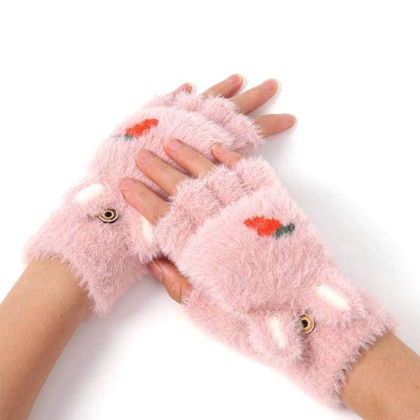 레빗 밍크 겨울 벙어리장갑(핑크)