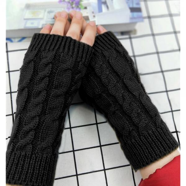 꽈배기 겨울 니트 핸드워머(블랙)