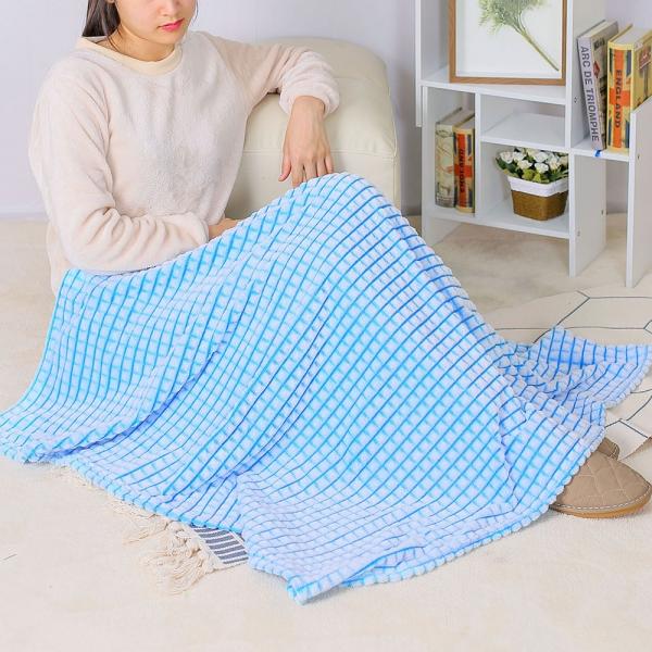 모던체크 극세사 겨울 무릎담요(블루)