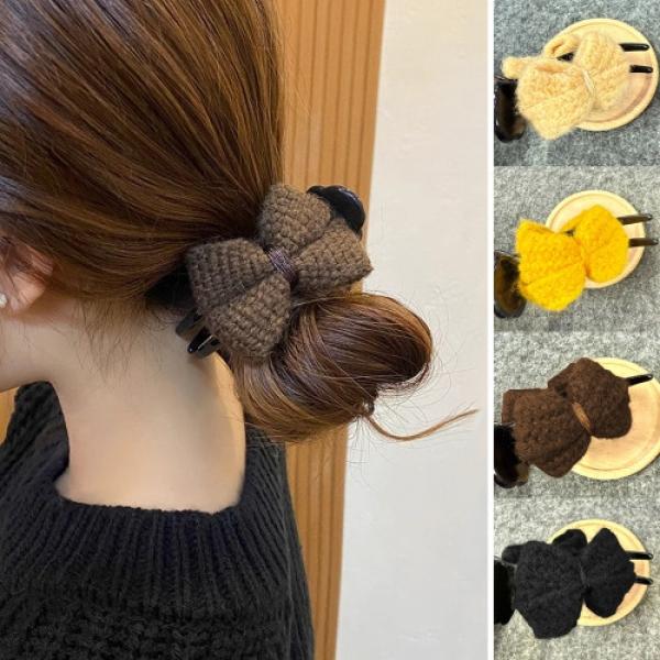 여성 올림머리 똥머리 리본 집게핀 URK-418