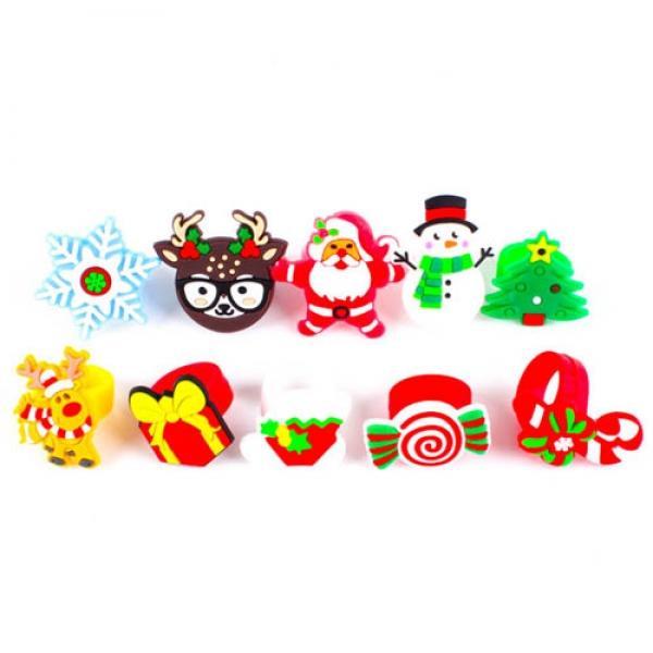 126C] 400 크리스마스 퍼줌 캐릭터 칼라 반지 (20개세트)