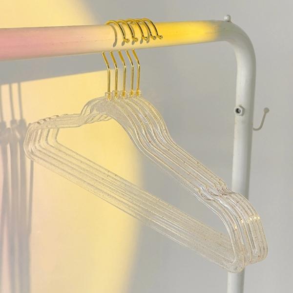 리빙룸 라운드 상의 옷걸이 10p (옐로우 펄 골드고리)