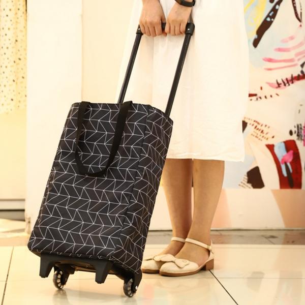 위드굿 보온보냉 시장가방 접이식 쇼핑카트(블랙패턴)