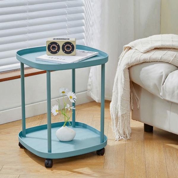 홈앤리빙 사각 2단 이동식 선반(스카이) 소품선반