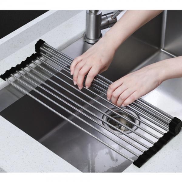 홈리빙 주방 싱크롤 선반 (15롤) 식기건조대 블랙