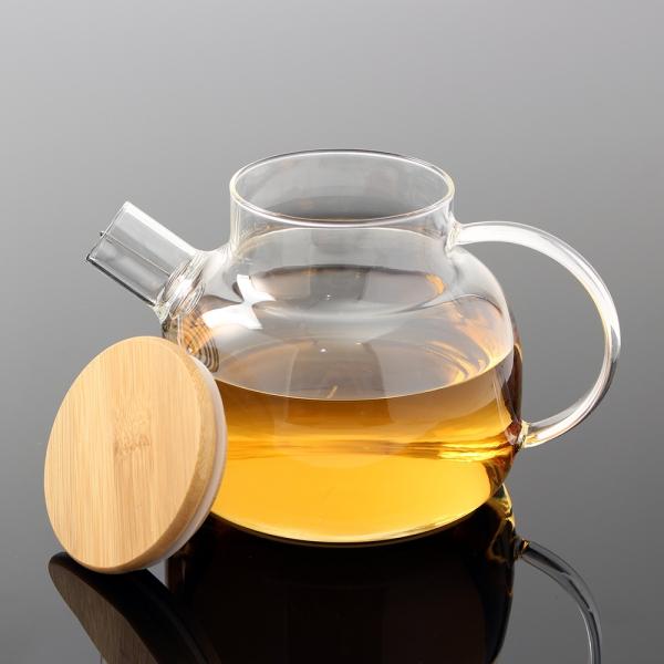 로하티 리빙로더 내열 유리 차주전자(1L) 대나무뚜껑