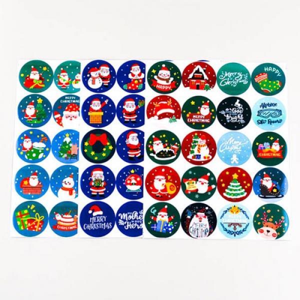 126A] 300 크리스마스 팬시피아 다꾸 납작 동글 스티커 (30개세트)