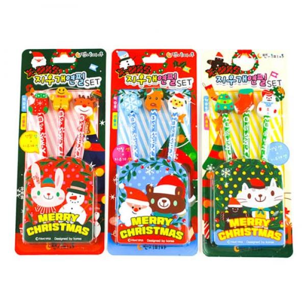 135A] 1500 팬시피아 크리스마스 지우개 연필 세트 (18개세트)