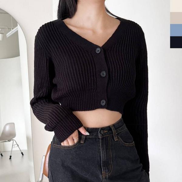 CAT 1042 여자하찌 브이넥 크롭가디건