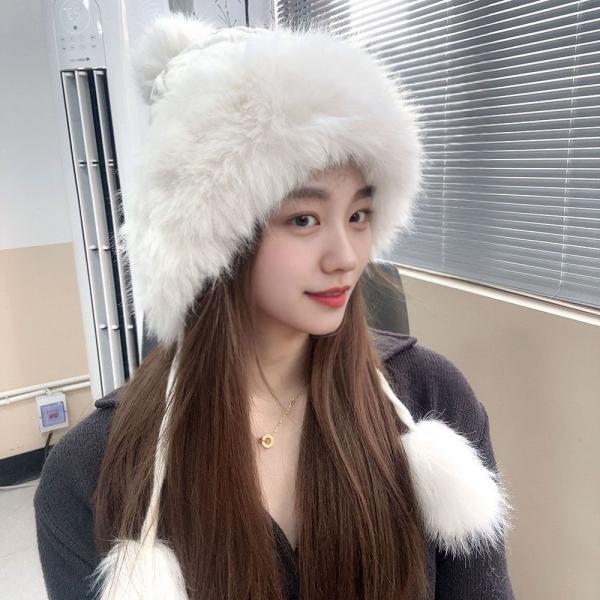 따듯한 방울 모자 겨울 방한모자(아이보리)