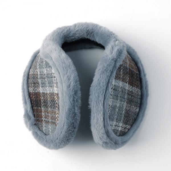 체크패턴 방한 겨울 귀마개(에쉬블루)