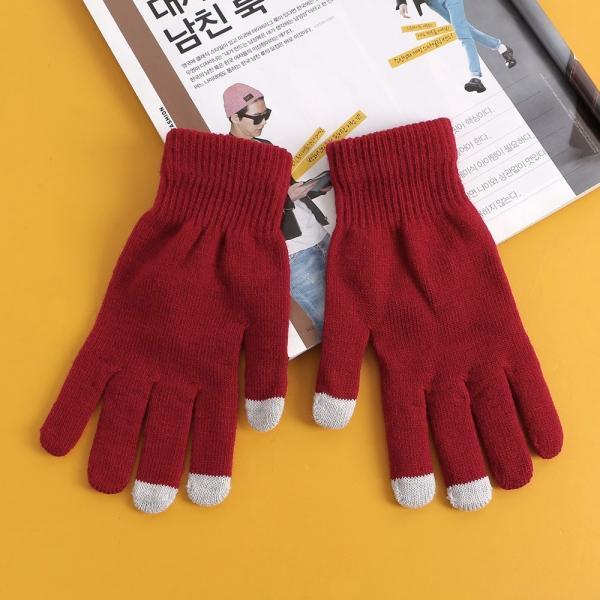 베이직 겨울 터치 니트장갑(레드)