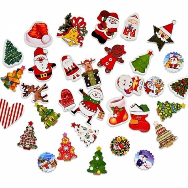 크리스마스 나무단추-10개 랜덤1봉