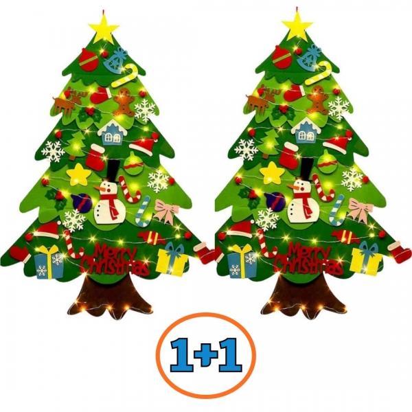 1+1 크리스마스 벽트리 펠트 벽장식 트리(전구포함)