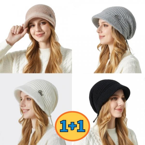 1+1 여성 겨울 챙없는 모자 토끼털 방한 니트 비니
