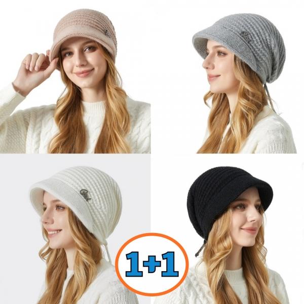 1+1 여자 겨울 방한 챙없는 모자 토끼털 니트 비니