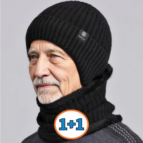 1+1 겨울 남성 넥워머 비니 세트 융털 목도리 털모자