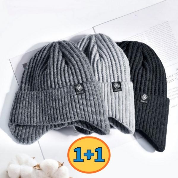 1+1 남자 겨울 넥워머 비니 목도리 털모자 세트