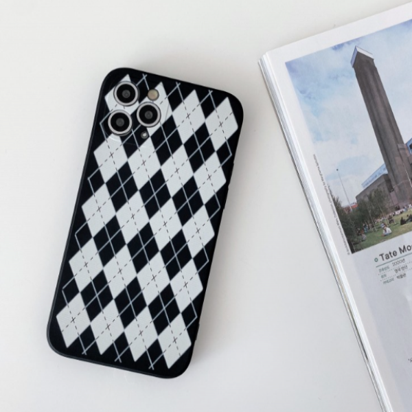 [반품불가]15 프로맥스(iPhone 15 PROMAX) 아가일 체크무늬 실리콘 케이스