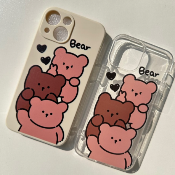 [반품불가]16(iPhone 16) 곰세마리 브이베어 투명 케이스