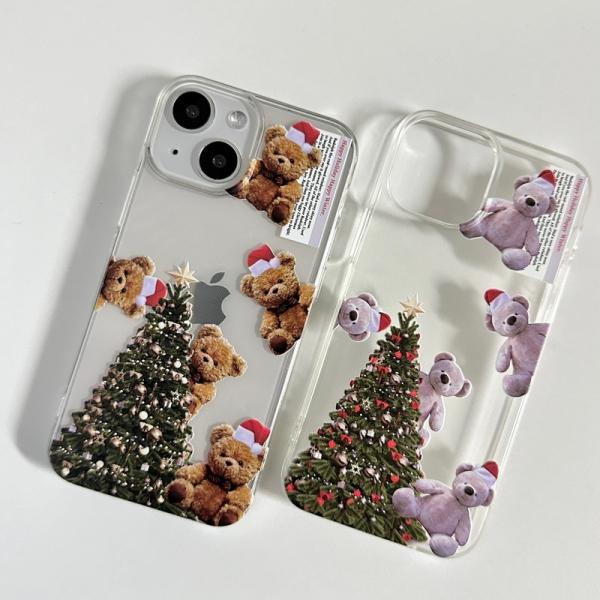 [반품불가]16 프로(iPhone 16 PRO) 산타 트리 그레이베어 투명 젤리케이스