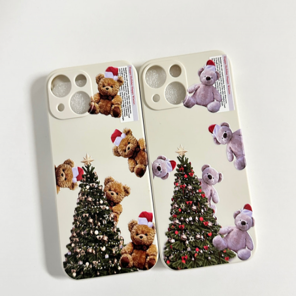 [반품불가]16 프로 맥스(iPhone16 Pro Max) 산타 트리 브라운베어 카메라보호 실리콘 케이스