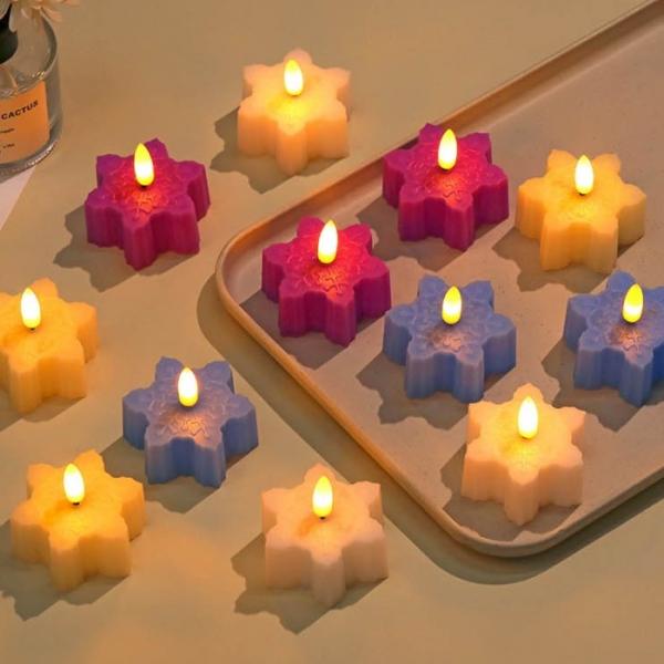 로맨틱 라이트 촛불 조명 크리스마스 눈꽃 모양