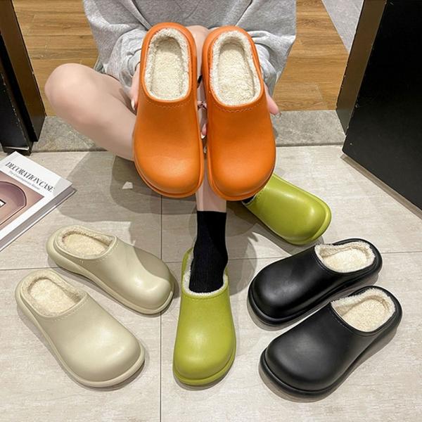 EVA 방한 방수 통굽 털슬리퍼 겨울 실내화
