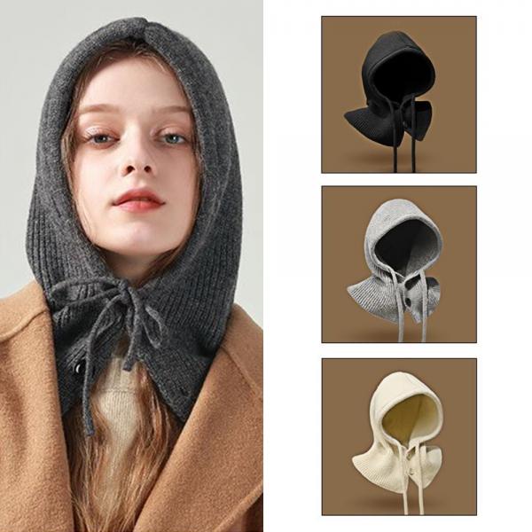 프리미엄 두꺼운 고급형 와이드핏 니트 후드 목도리 바라클라바 넥워머